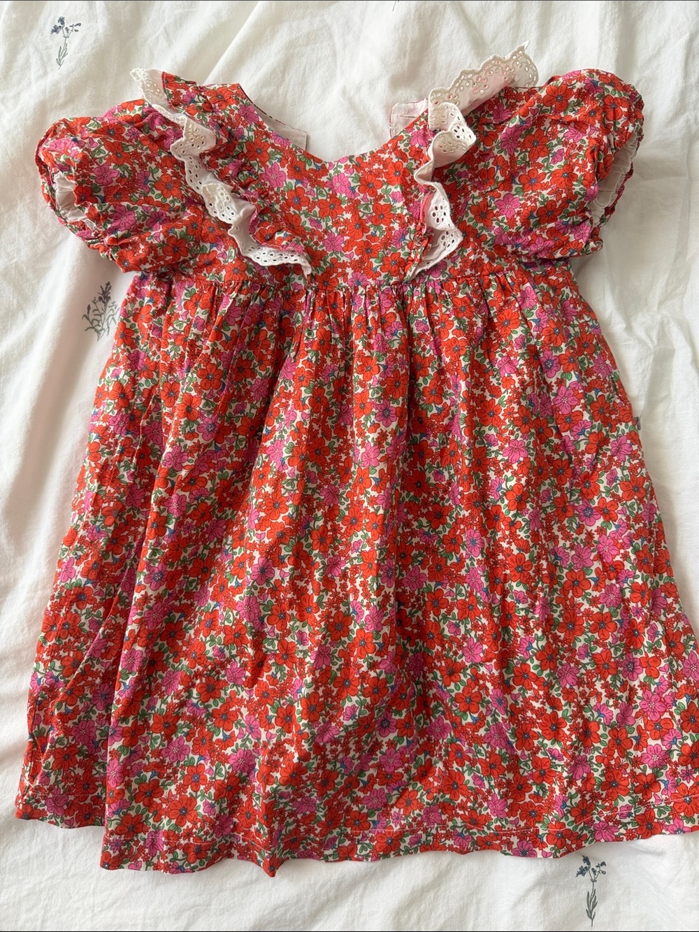 next Red and Pink Floral Ruffle Dress